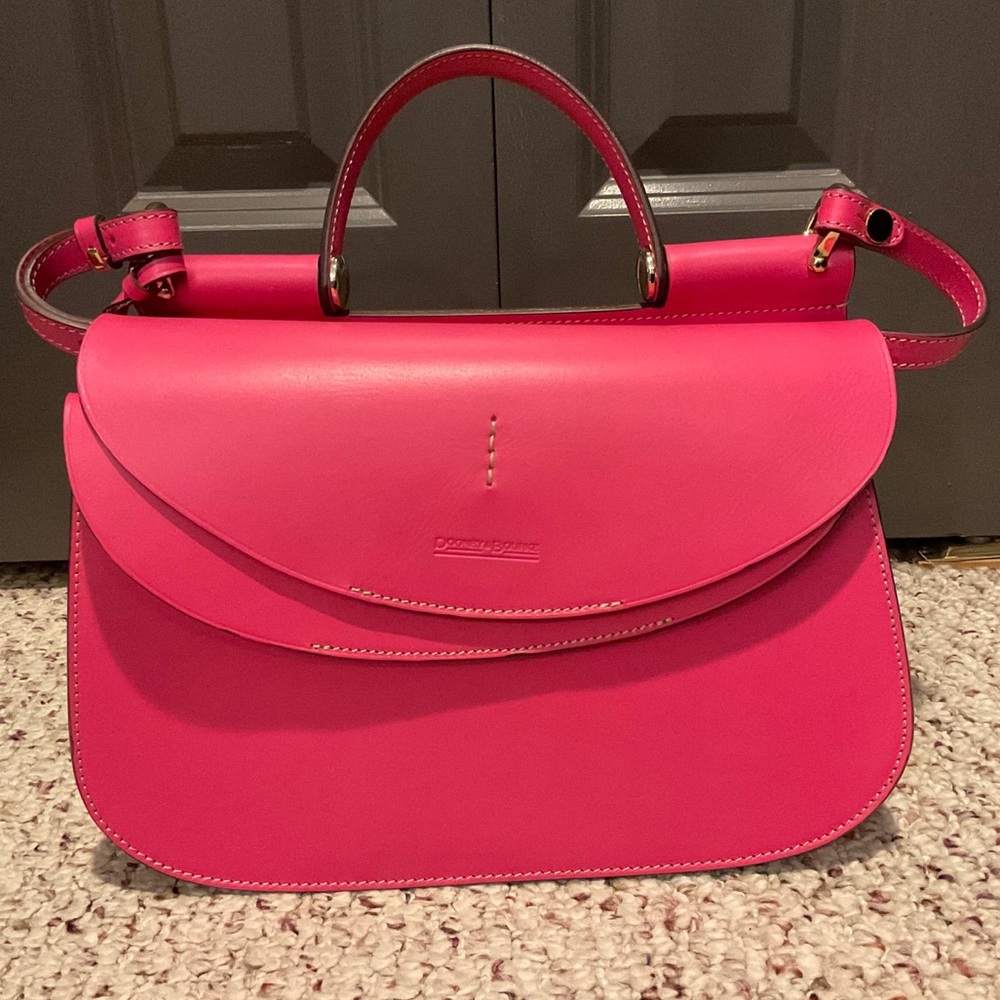 Dooney & Bourke Alto Lia Crossbody Satchel MB008 Fuchsia New Crafted In Italy